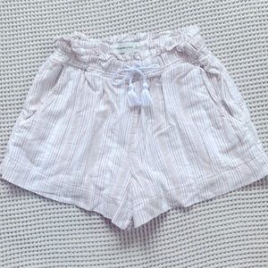 Linen Striped Mid Rise Shorts